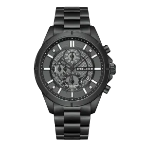 Police Burbank Gents Black Dial Black Stainless Steel Watch