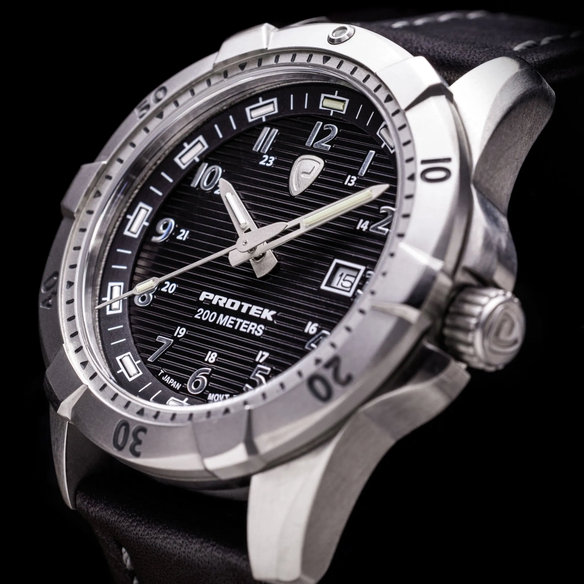 ProTek Steel Dive 2000 Series Tritium Black Silver