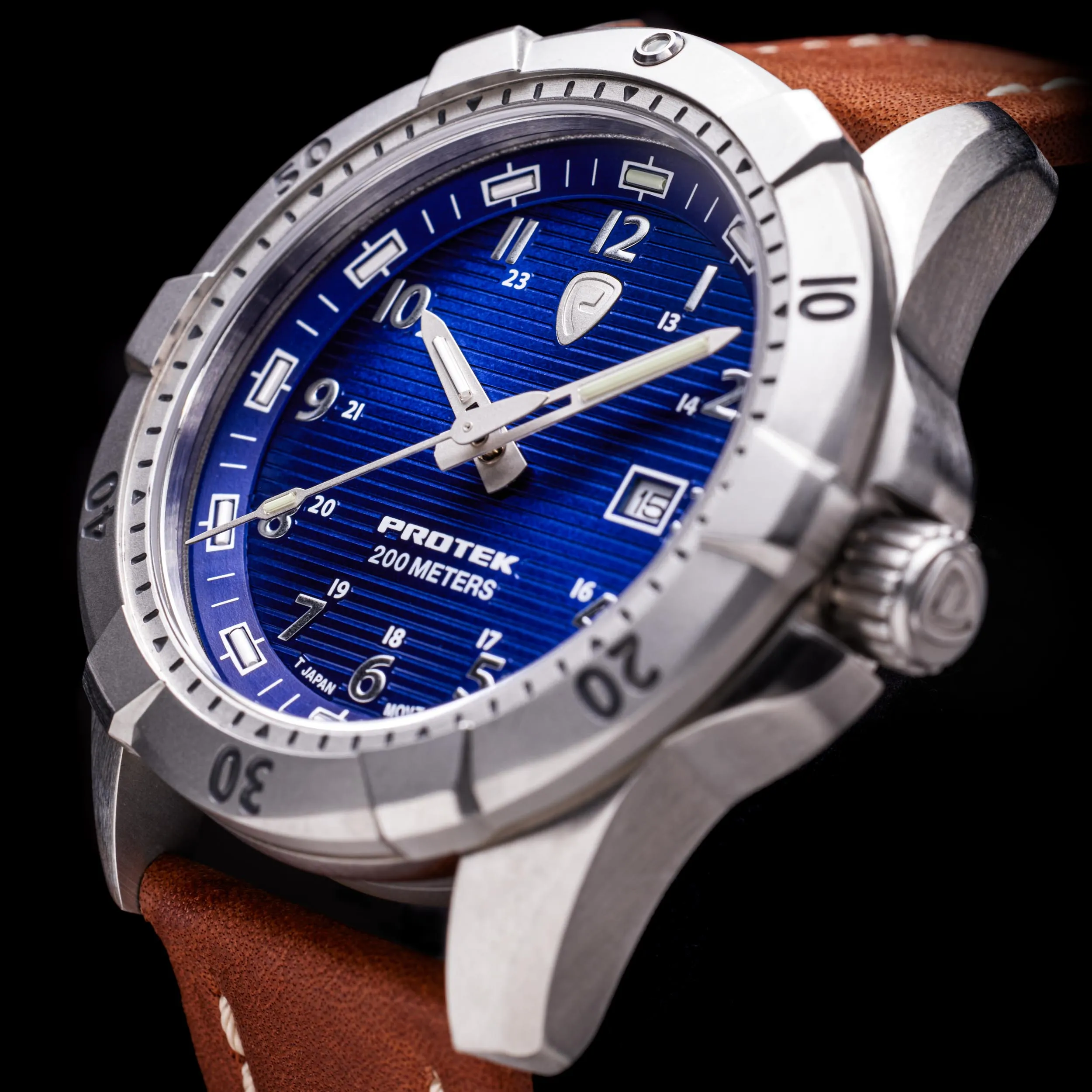 ProTek Steel Dive 2000 Series Tritium Blue Tan