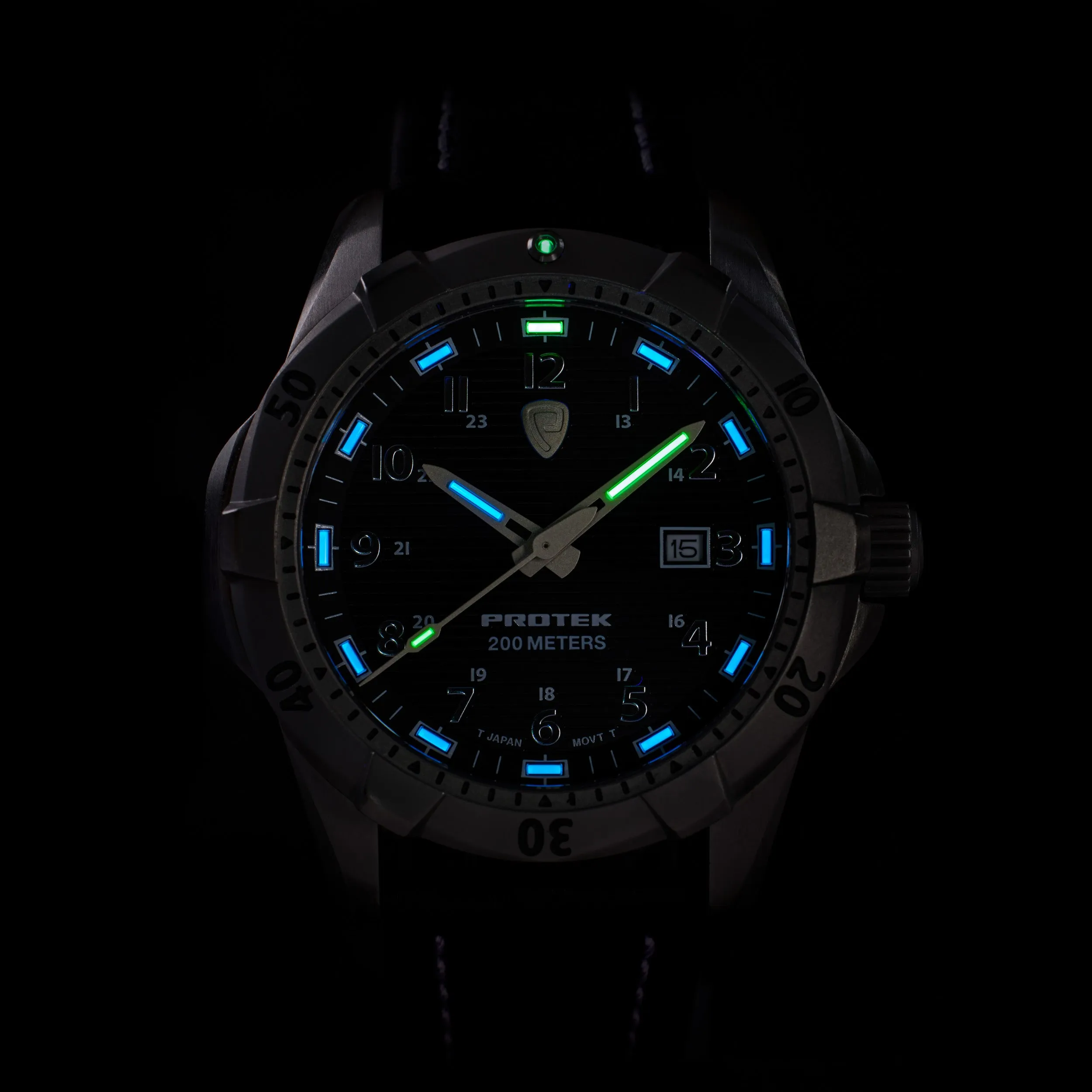 ProTek Steel Dive 2000 Series Tritium Blue Tan