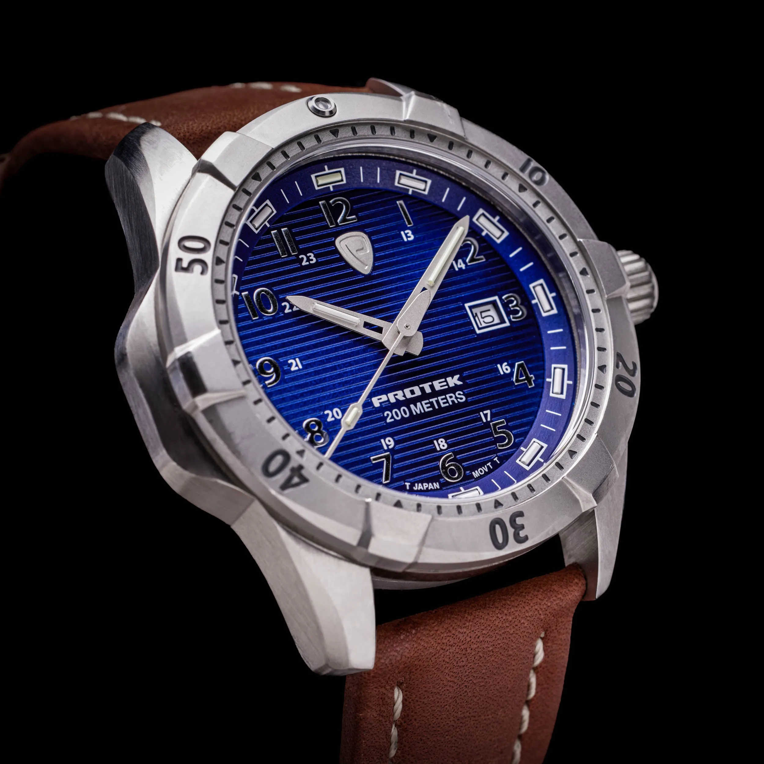 ProTek Steel Dive 2000 Series Tritium Blue Tan