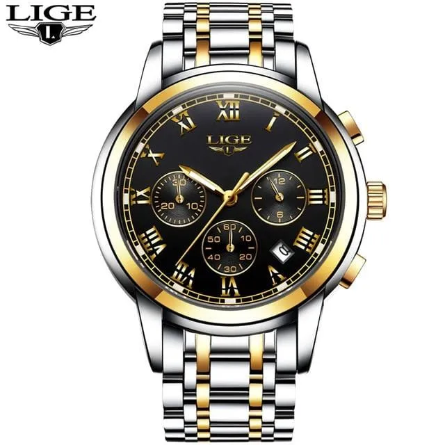 Quartz Stainless Steel 2 Tone Men's Casual Watch