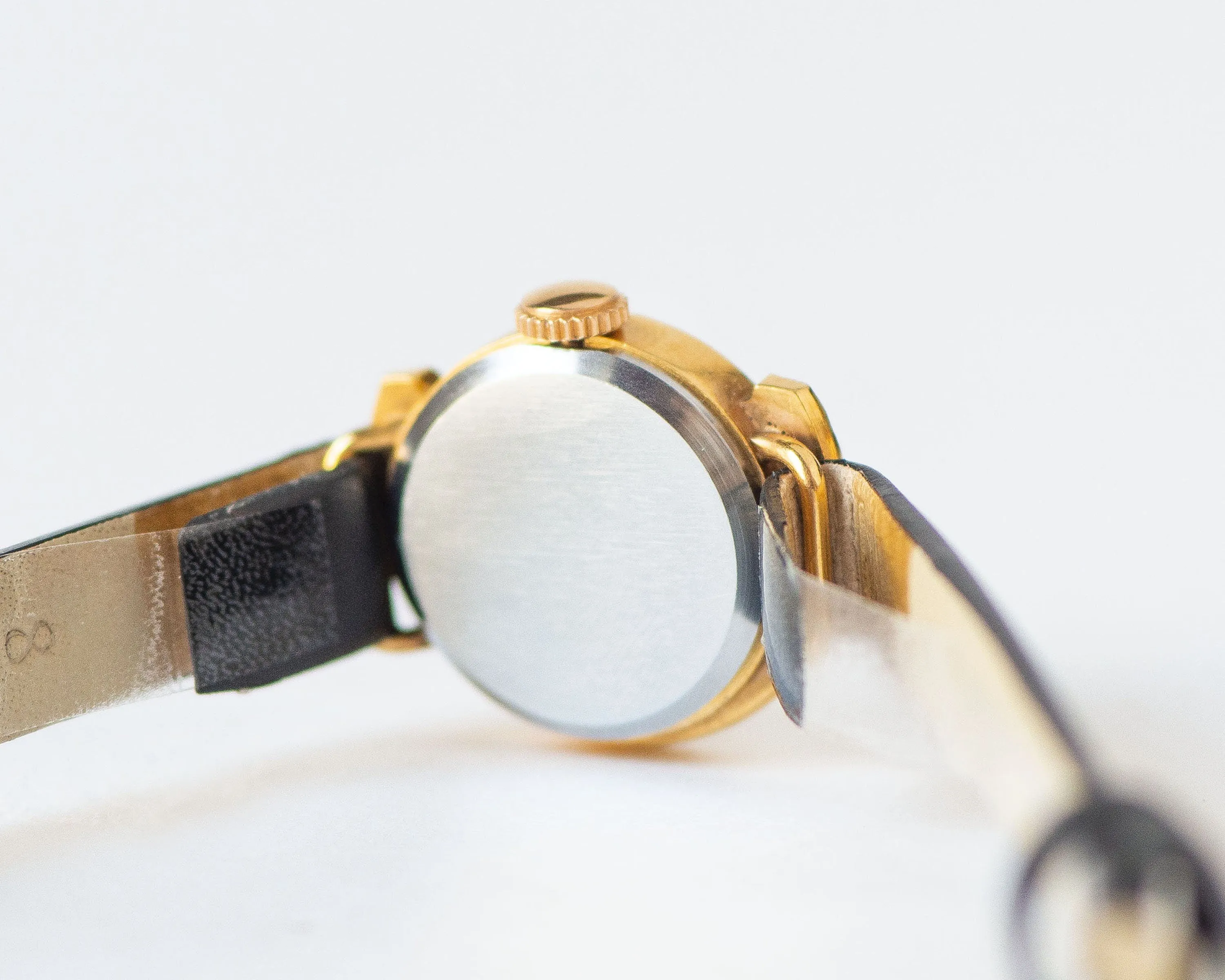 Rare women watch Dawn unused gold plated gift, vintage women wristwatch gift, swirl trim lady watch delicate, new premium leather band