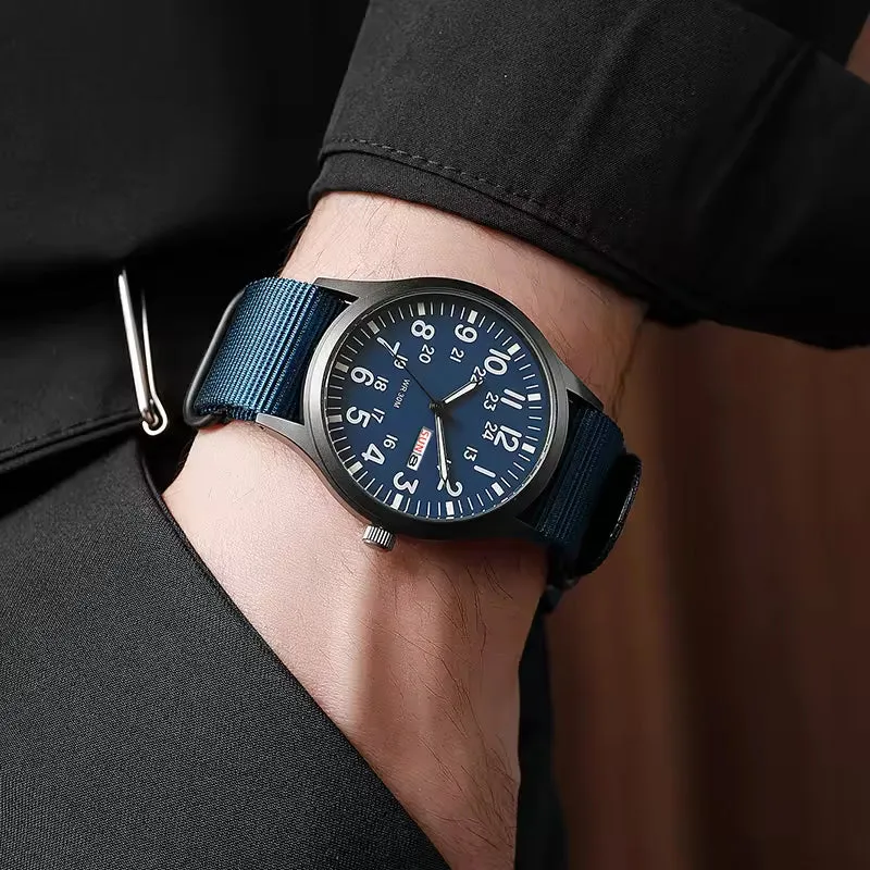 RECON GS2 Slimline Stainless Steel Military Watch - Day and Date Function including  NATO Watch Band