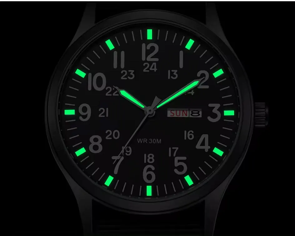 RECON GS2 Slimline Stainless Steel Military Watch - Day and Date Function including  NATO Watch Band