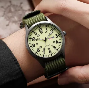 RECON GS2 Slimline Stainless Steel Military Watch - Day and Date Function including  NATO Watch Band