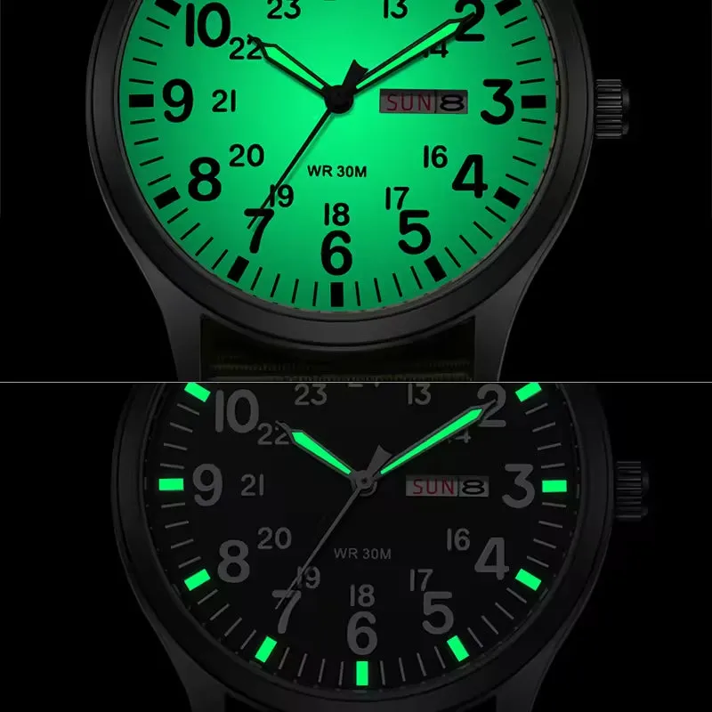 RECON GS2 Slimline Stainless Steel Military Watch - Day and Date Function including  NATO Watch Band