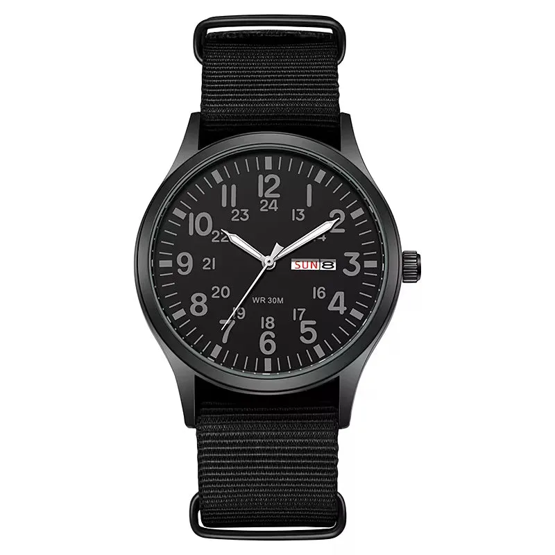 RECON GS2 Slimline Stainless Steel Military Watch - Day and Date Function including  NATO Watch Band