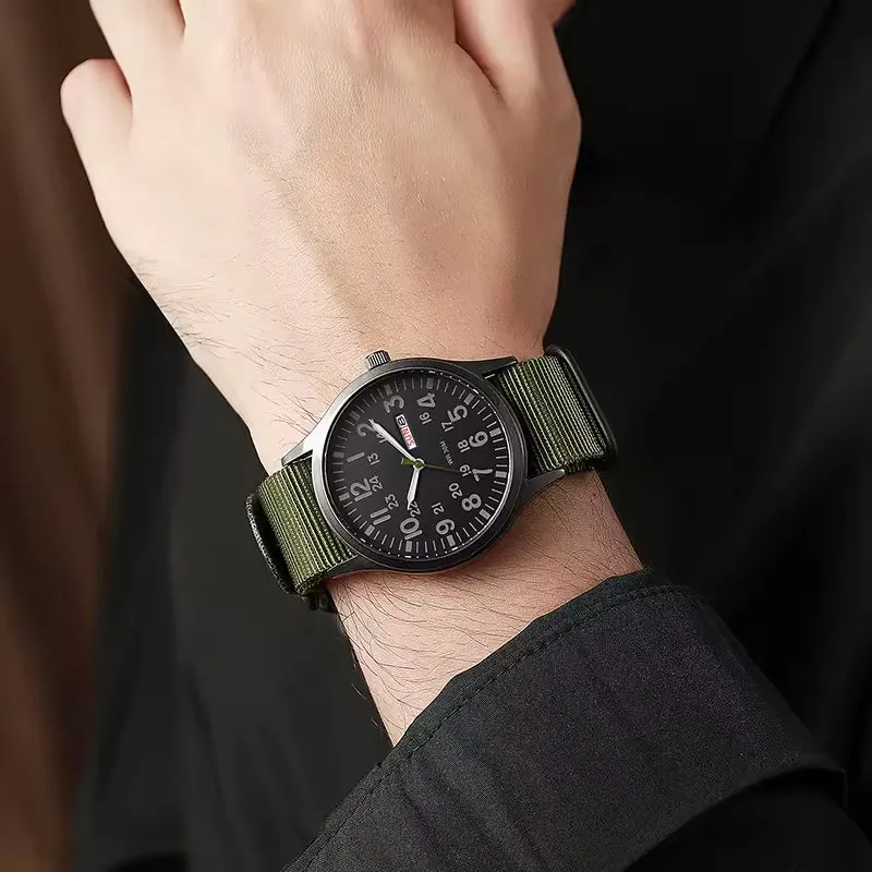 RECON GS2 Slimline Stainless Steel Military Watch - Day and Date Function including  NATO Watch Band