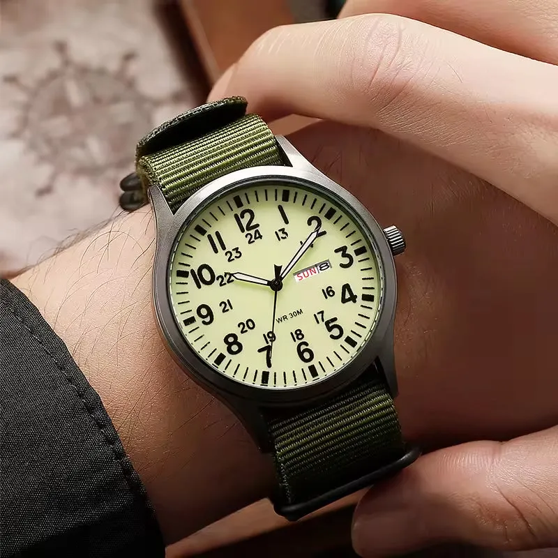 RECON GS2 Slimline Stainless Steel Military Watch - Day and Date Function including  NATO Watch Band