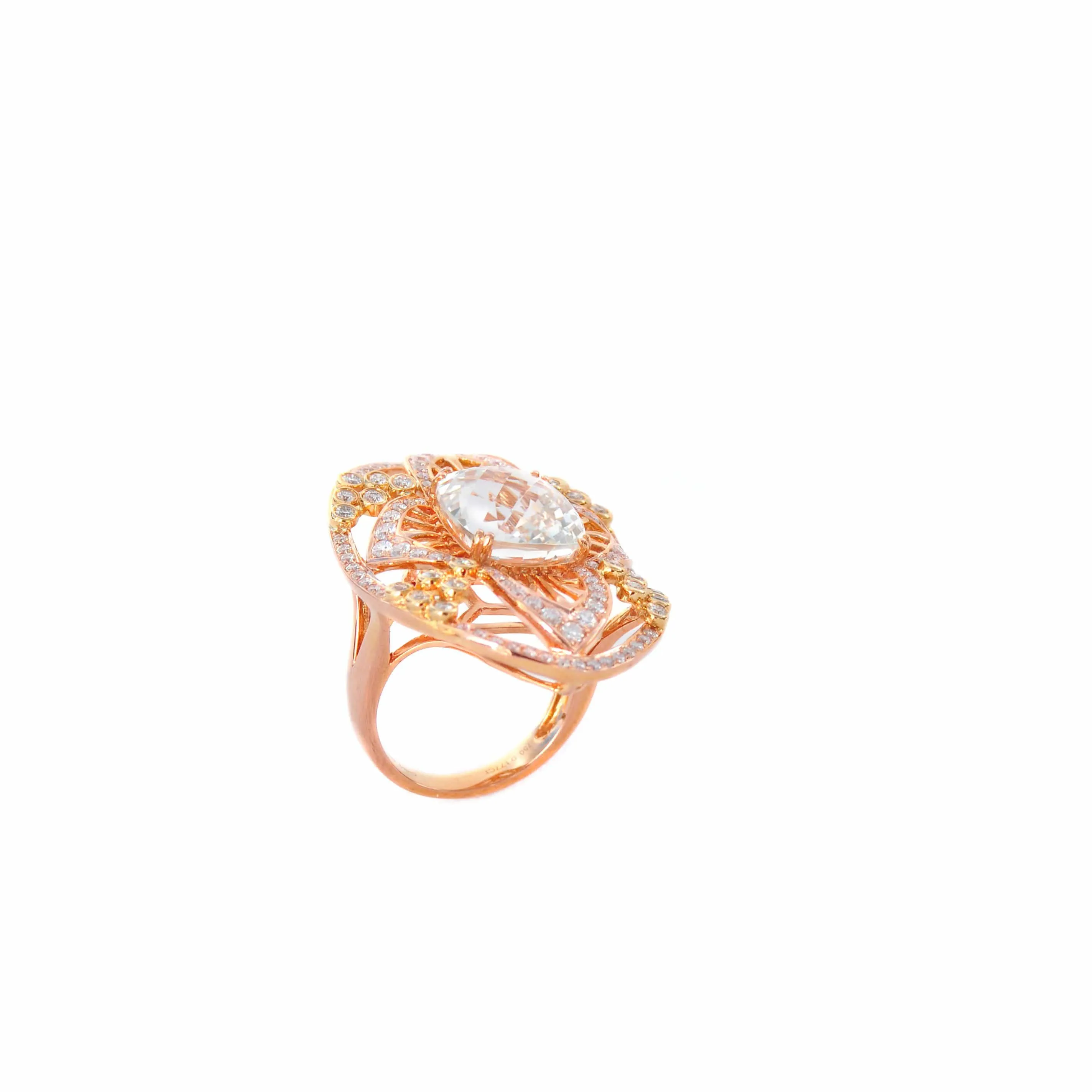 Ring - Crown  18-Karat Sold With White Topaz and Diamonds Cocktail Ring - RED GOLD®