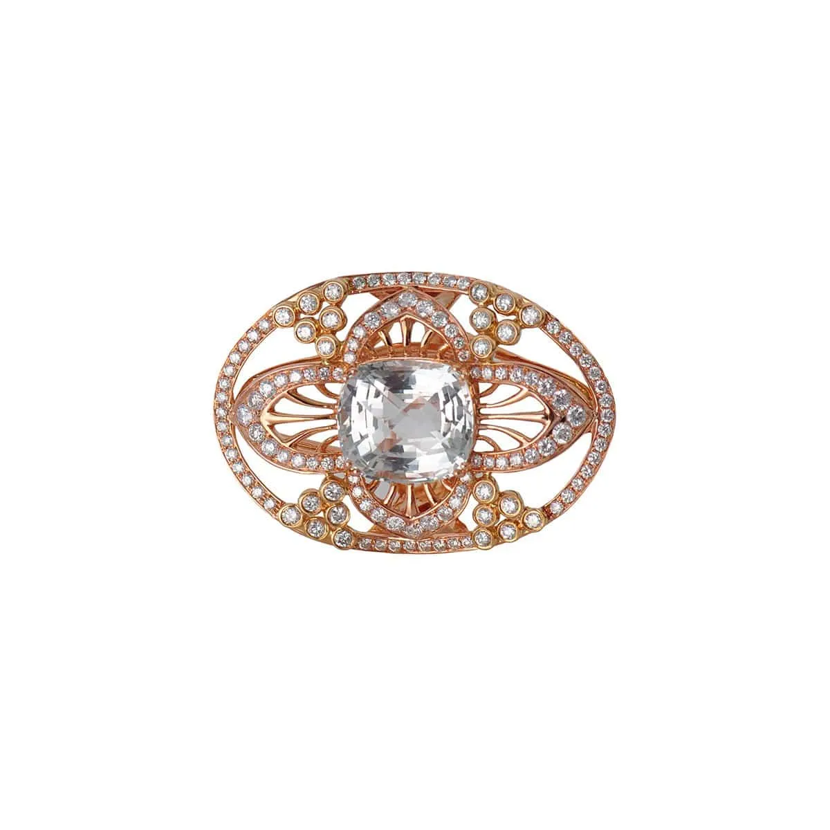 Ring - Crown  18-Karat Sold With White Topaz and Diamonds Cocktail Ring - RED GOLD®