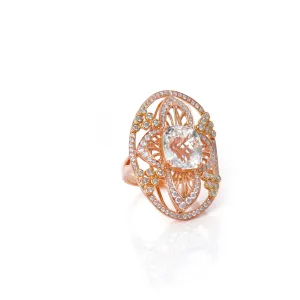 Ring - Crown  18-Karat Sold With White Topaz and Diamonds Cocktail Ring - RED GOLD®