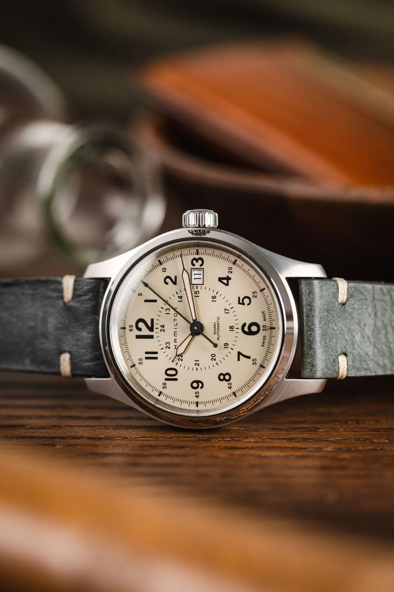 RIOS1931 BEDFORD Genuine Vintage Leather Watch Strap in STONE GREY