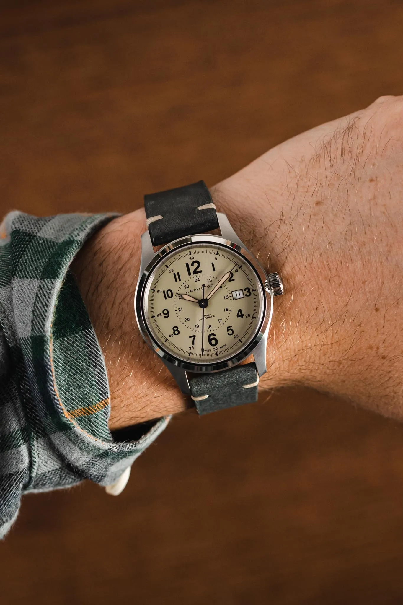 RIOS1931 BEDFORD Genuine Vintage Leather Watch Strap in STONE GREY