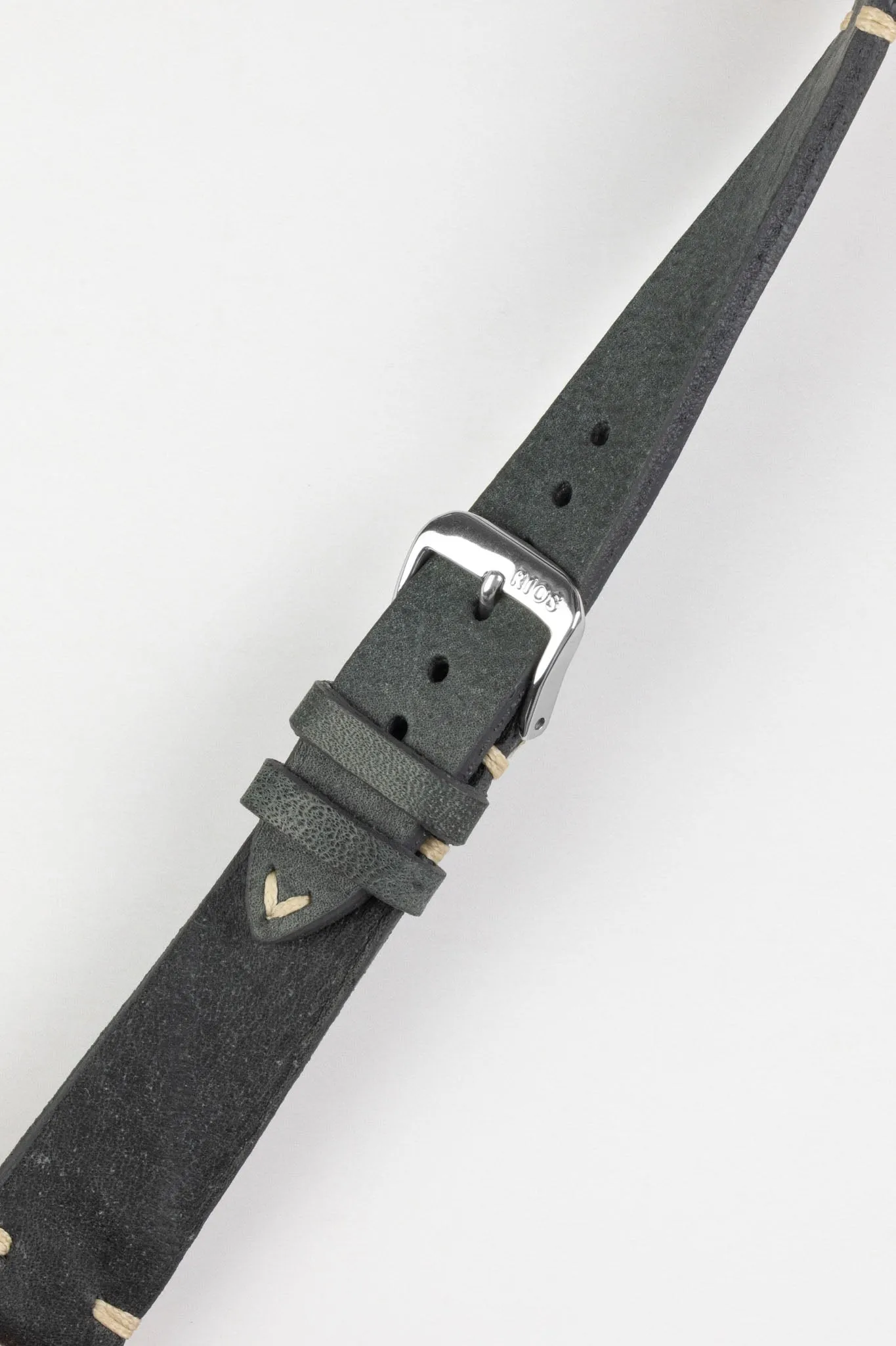 RIOS1931 BEDFORD Genuine Vintage Leather Watch Strap in STONE GREY