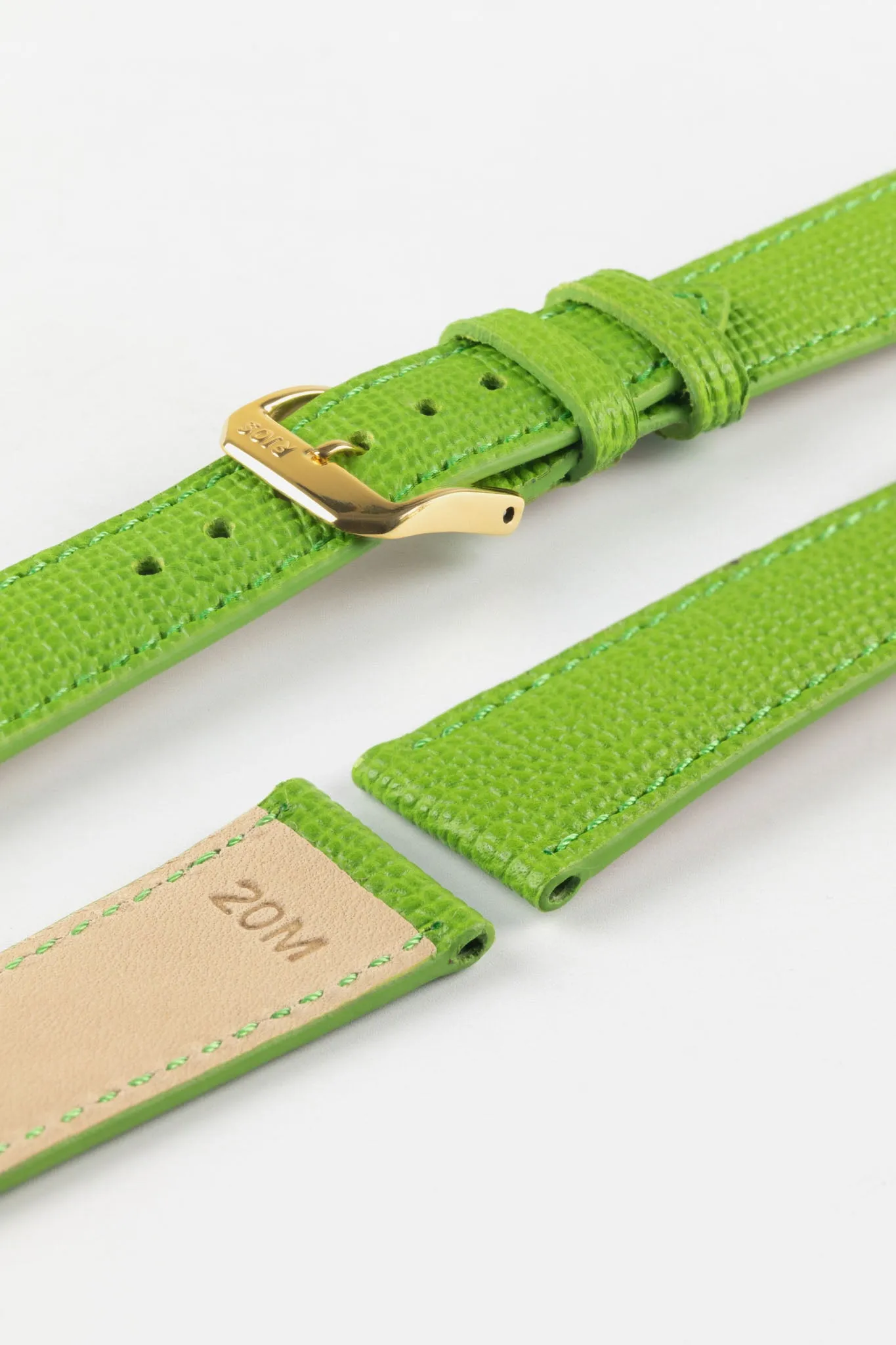 RIOS1931 FRENCH Leather Watch Strap in APPLE GREEN