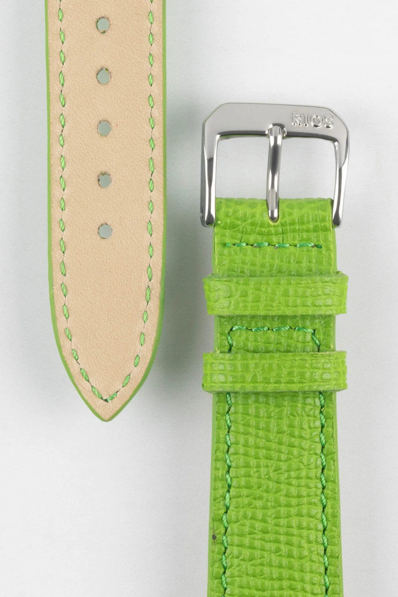 RIOS1931 FRENCH Leather Watch Strap in APPLE GREEN