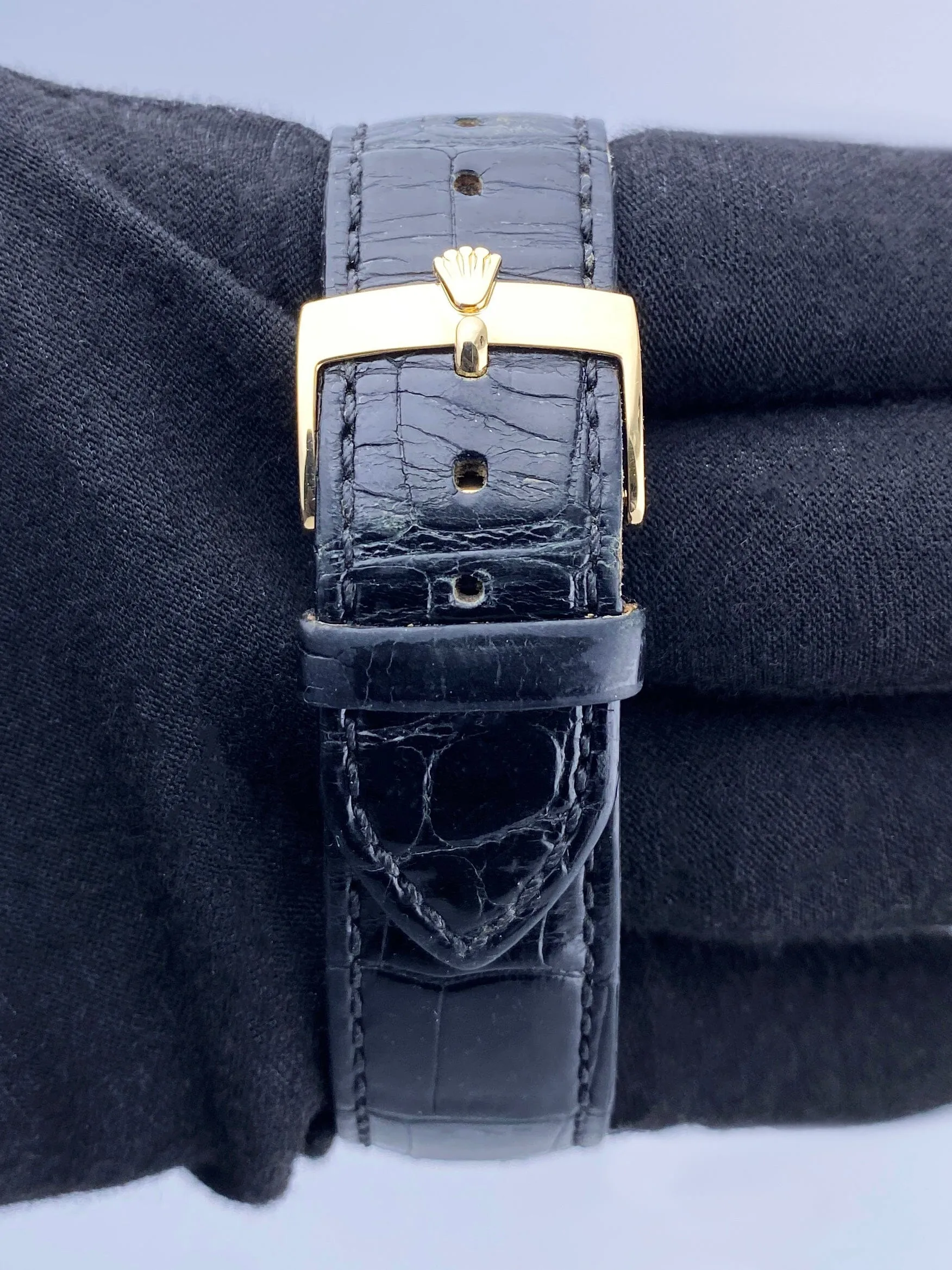 Rolex Cellini Danaos 4233/8 Black Dial 18K Yellow Gold Mens Watch Box Papers