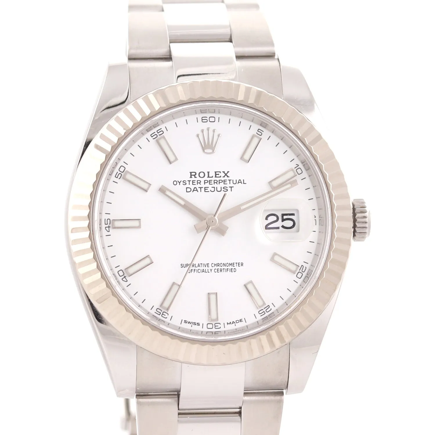 Rolex DateJust 41 126334 White Stick Dial Steel Fluted Oyster Watch Box