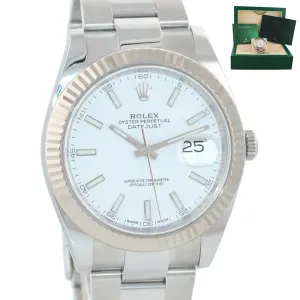 Rolex DateJust 41 126334 White Stick Dial Steel Fluted Oyster Watch Box