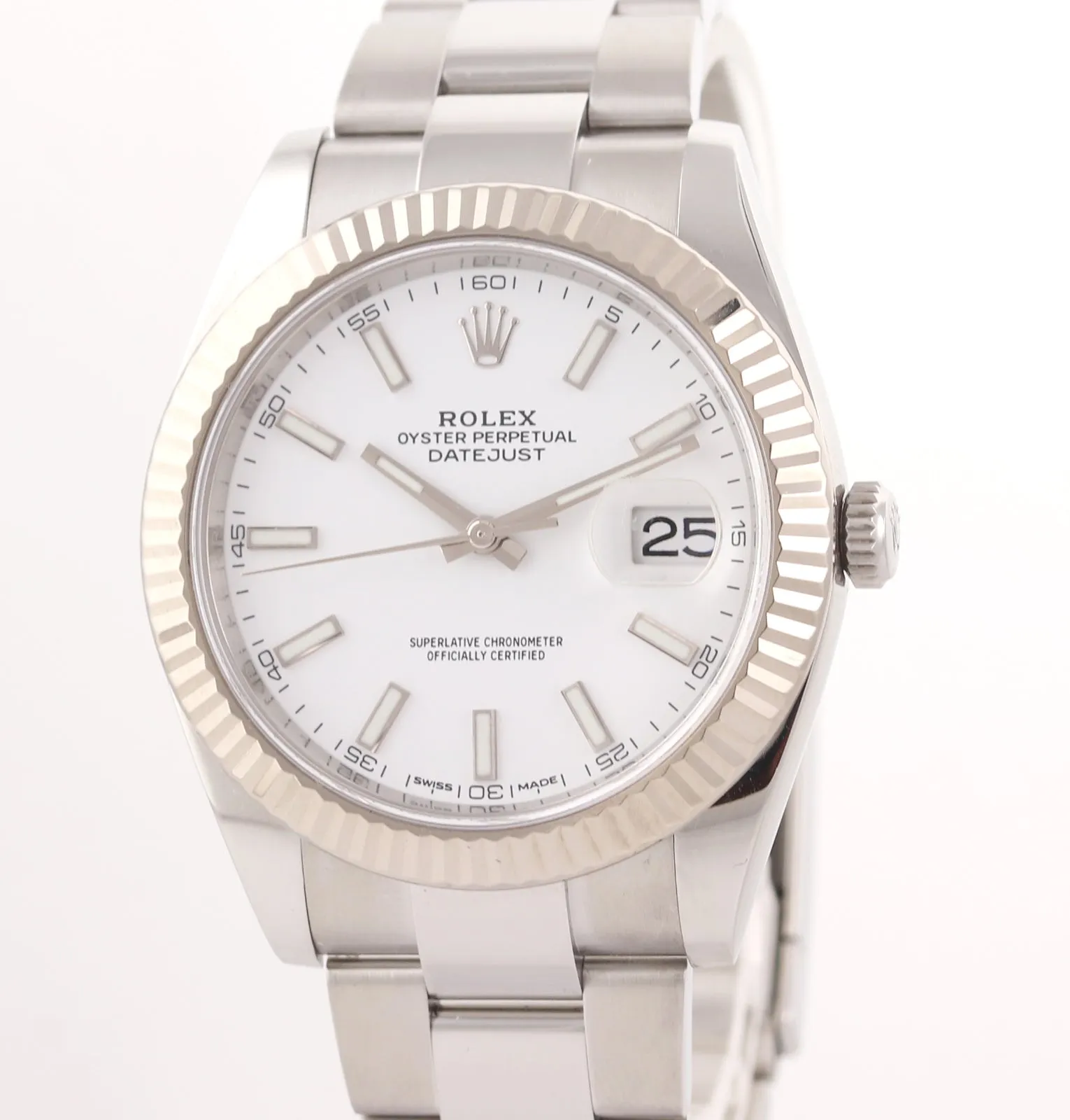 Rolex DateJust 41 126334 White Stick Dial Steel Fluted Oyster Watch Box