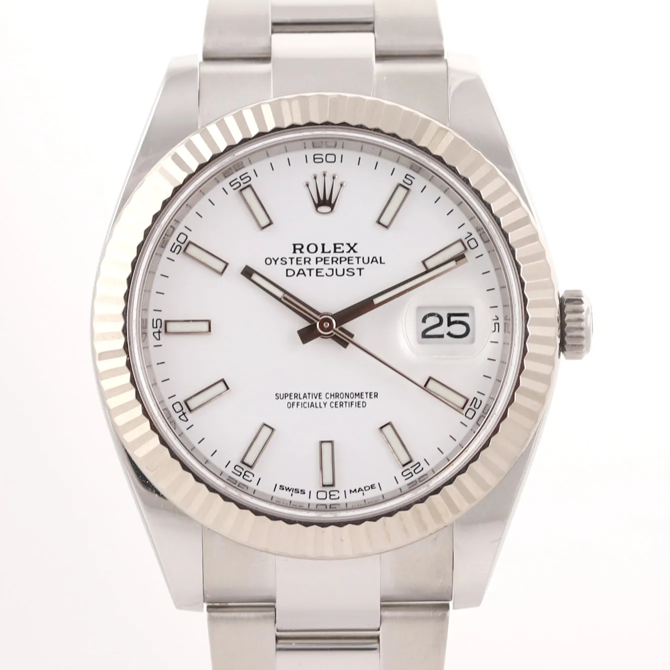 Rolex DateJust 41 126334 White Stick Dial Steel Fluted Oyster Watch Box