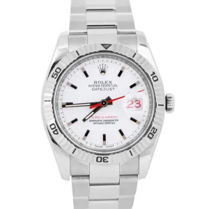 Rolex DateJust Turn-O-Graph Thunderbird White Red Stainless Steel Watch 116264