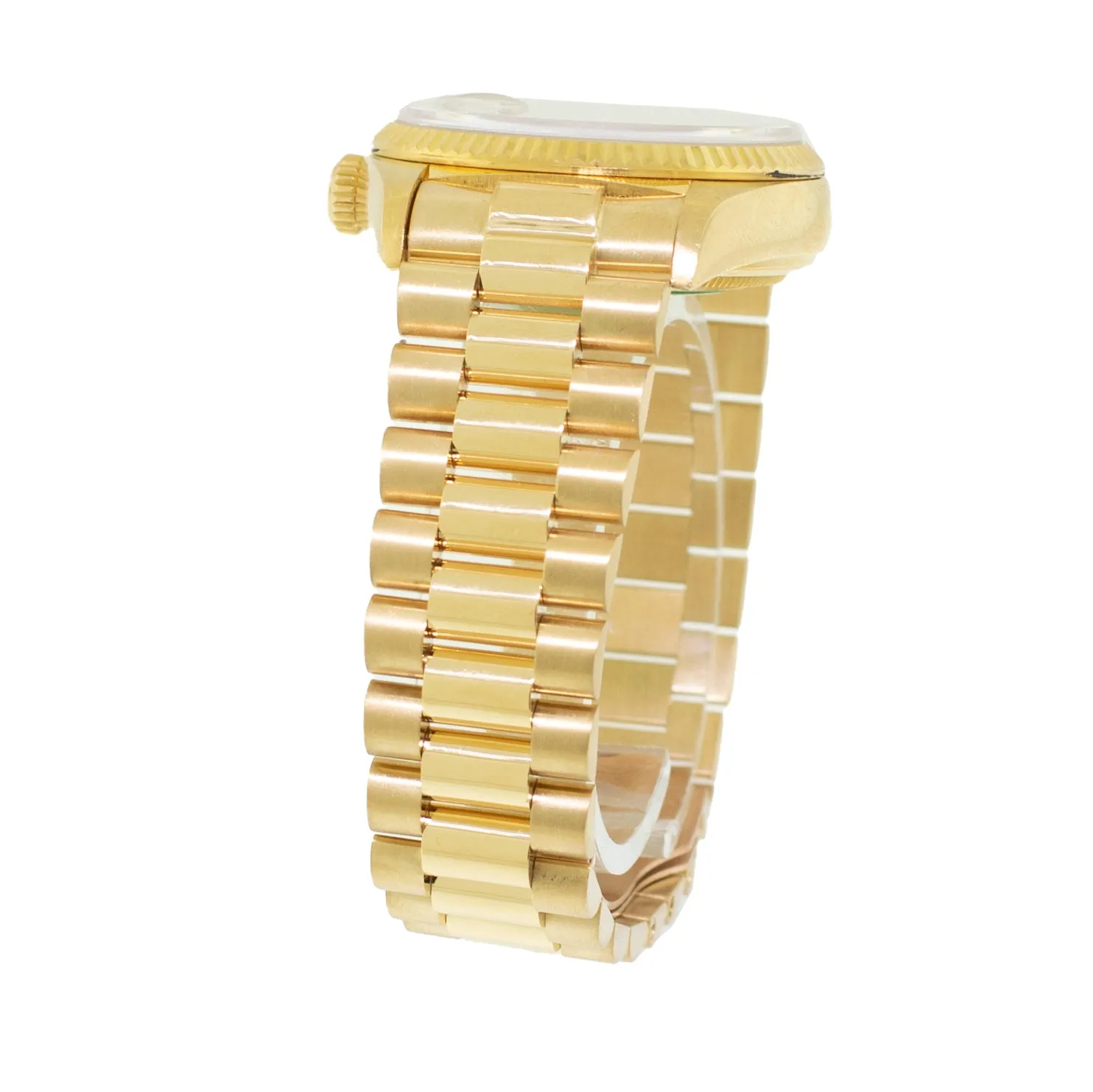 Rolex Day-Date 36mm Yellow Gold Champagne Roman Dial Fluted Bezel 18038