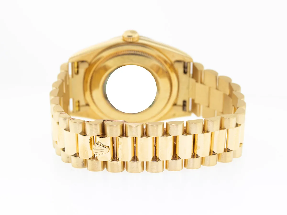 Rolex Day-Date 36mm Yellow Gold Silver Stick Dial & Fluted Bezel 18238