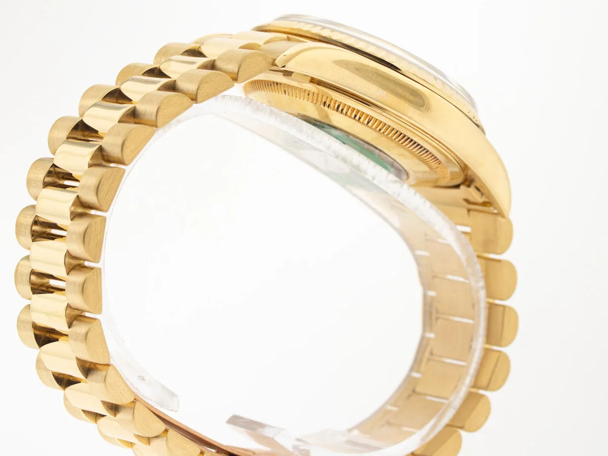Rolex Day-Date 36mm Yellow Gold Silver Stick Dial & Fluted Bezel 18238