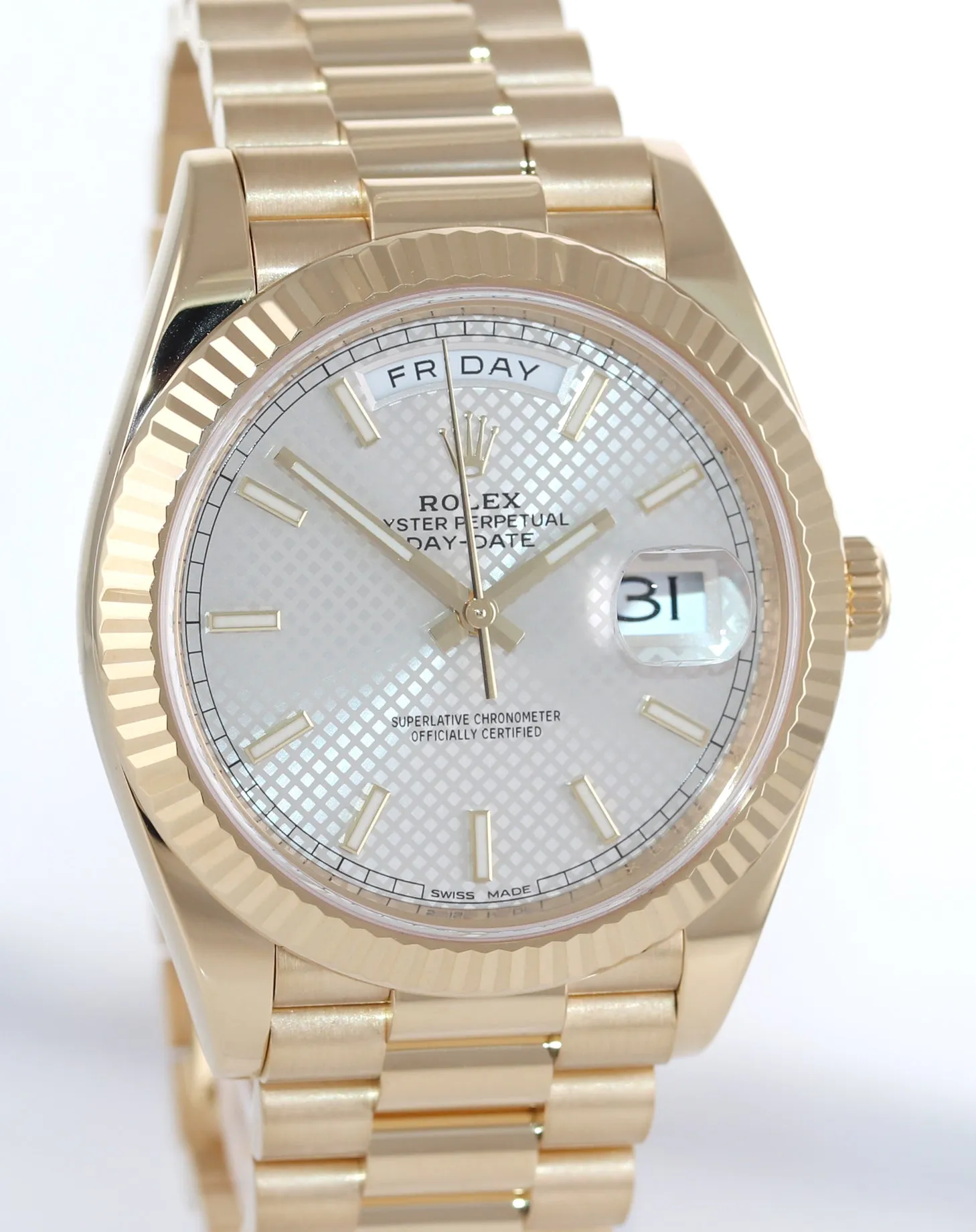 Rolex Day-Date 40 President 228238 Silver Stick Motif Gold Watch Box
