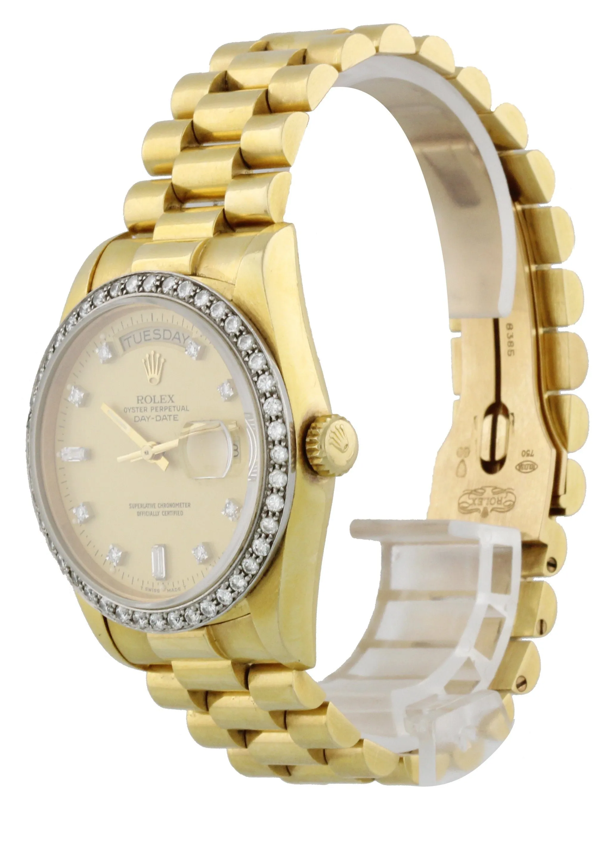 Rolex Day-Date President 18048 Diamond Dial and Bezel Mens Watch