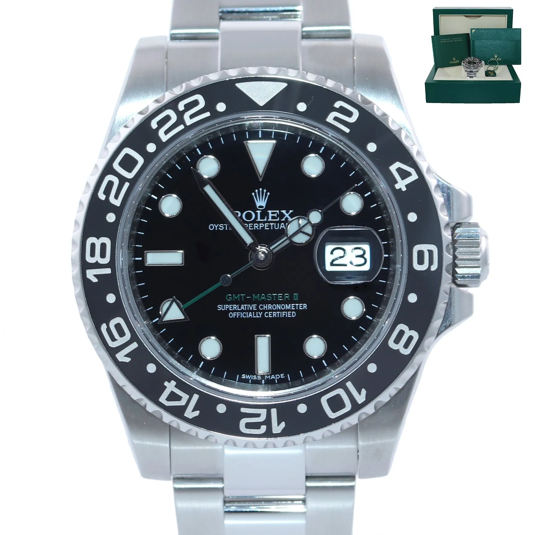 Rolex GMT Master II 116710 Steel Ceramic Black Green Hand Watch Box