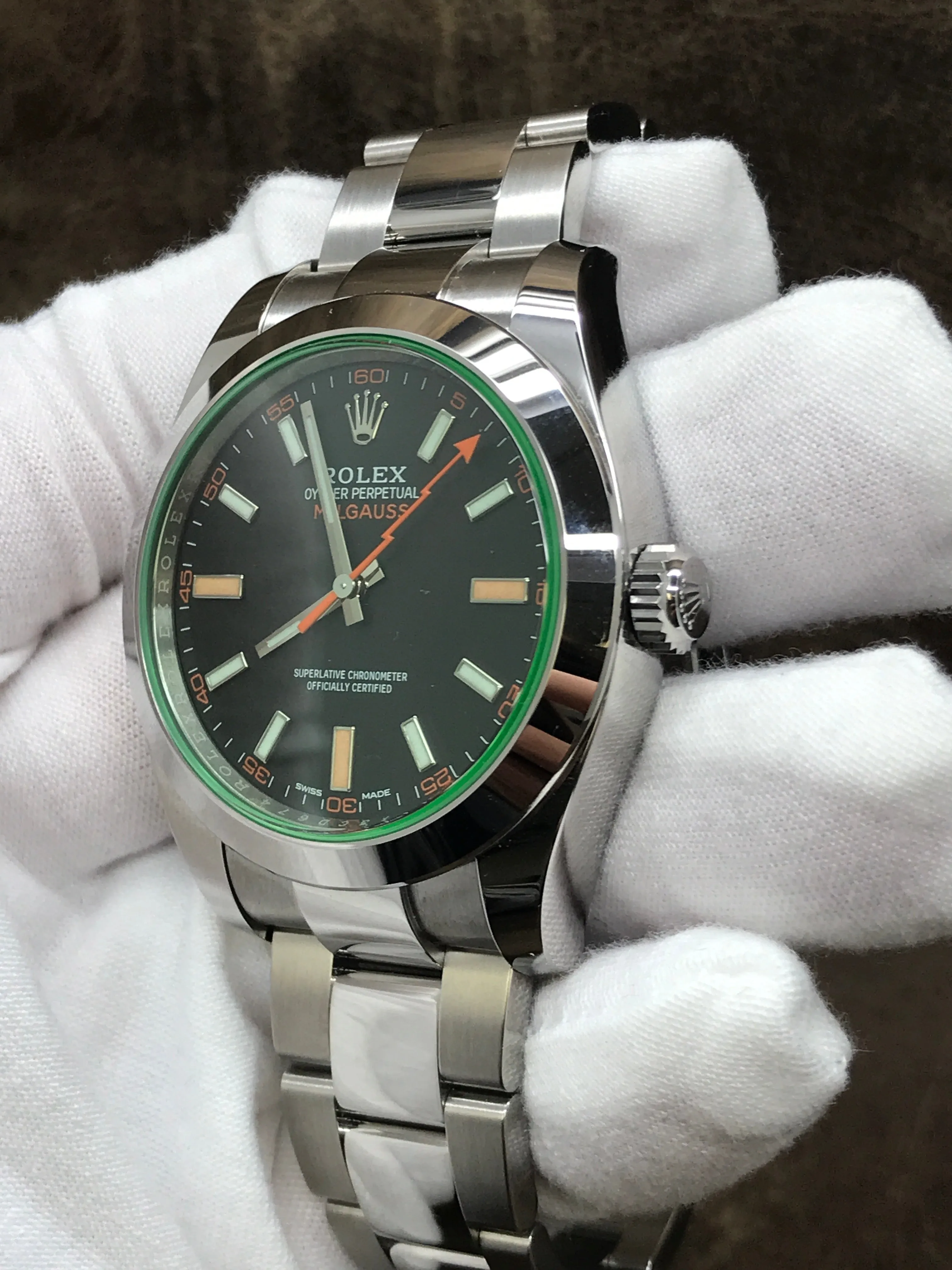 Rolex Green Milgauss 116400GV Black Dial Automatic Men's Watch