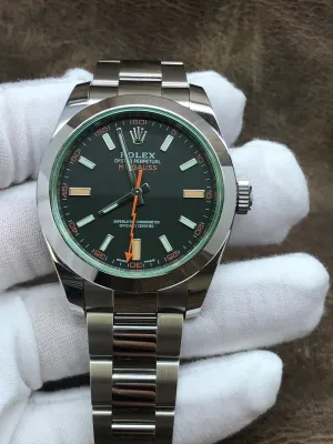 Rolex Green Milgauss 116400GV Black Dial Automatic Men's Watch