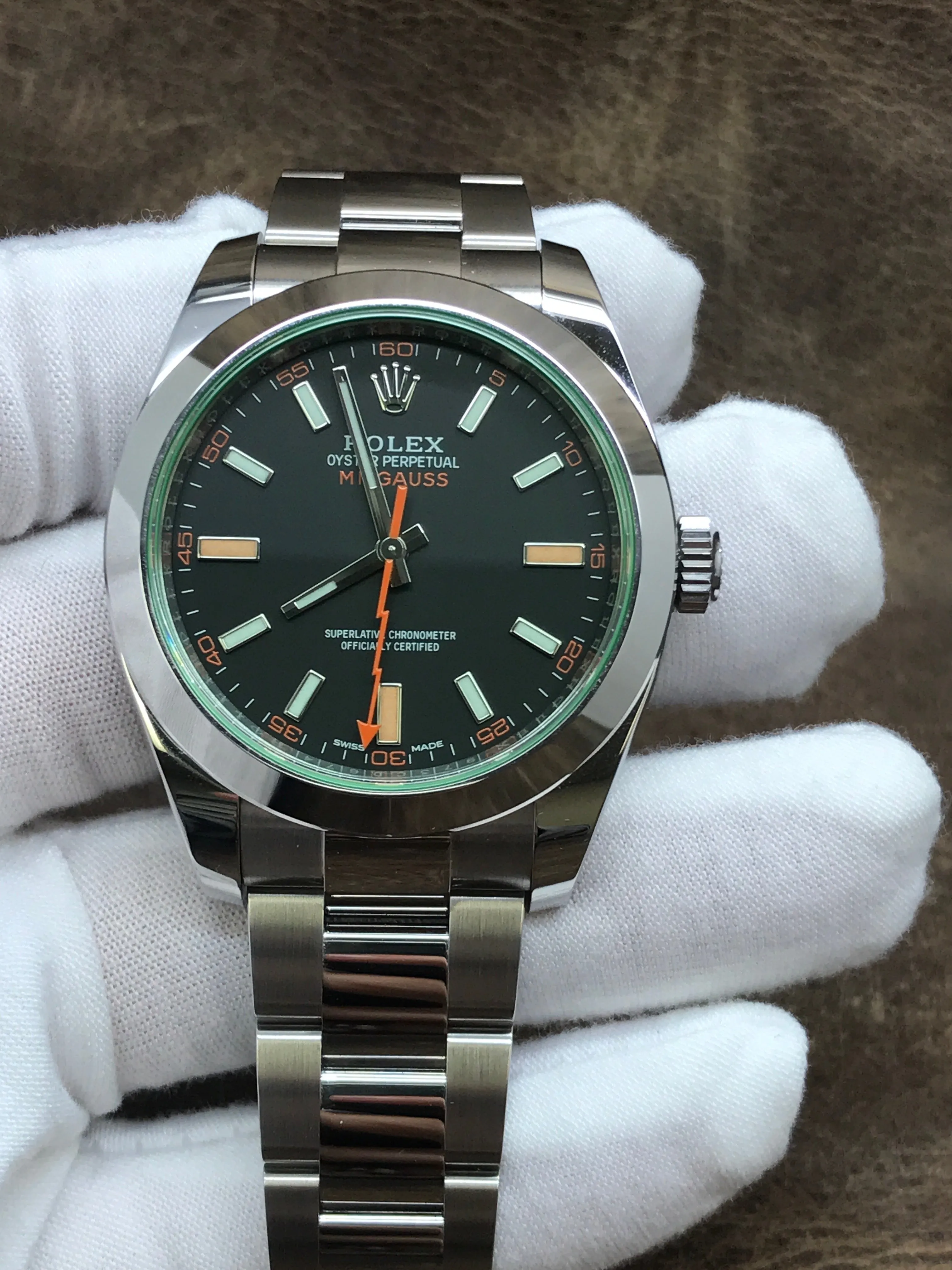 Rolex Green Milgauss 116400GV Black Dial Automatic Men's Watch