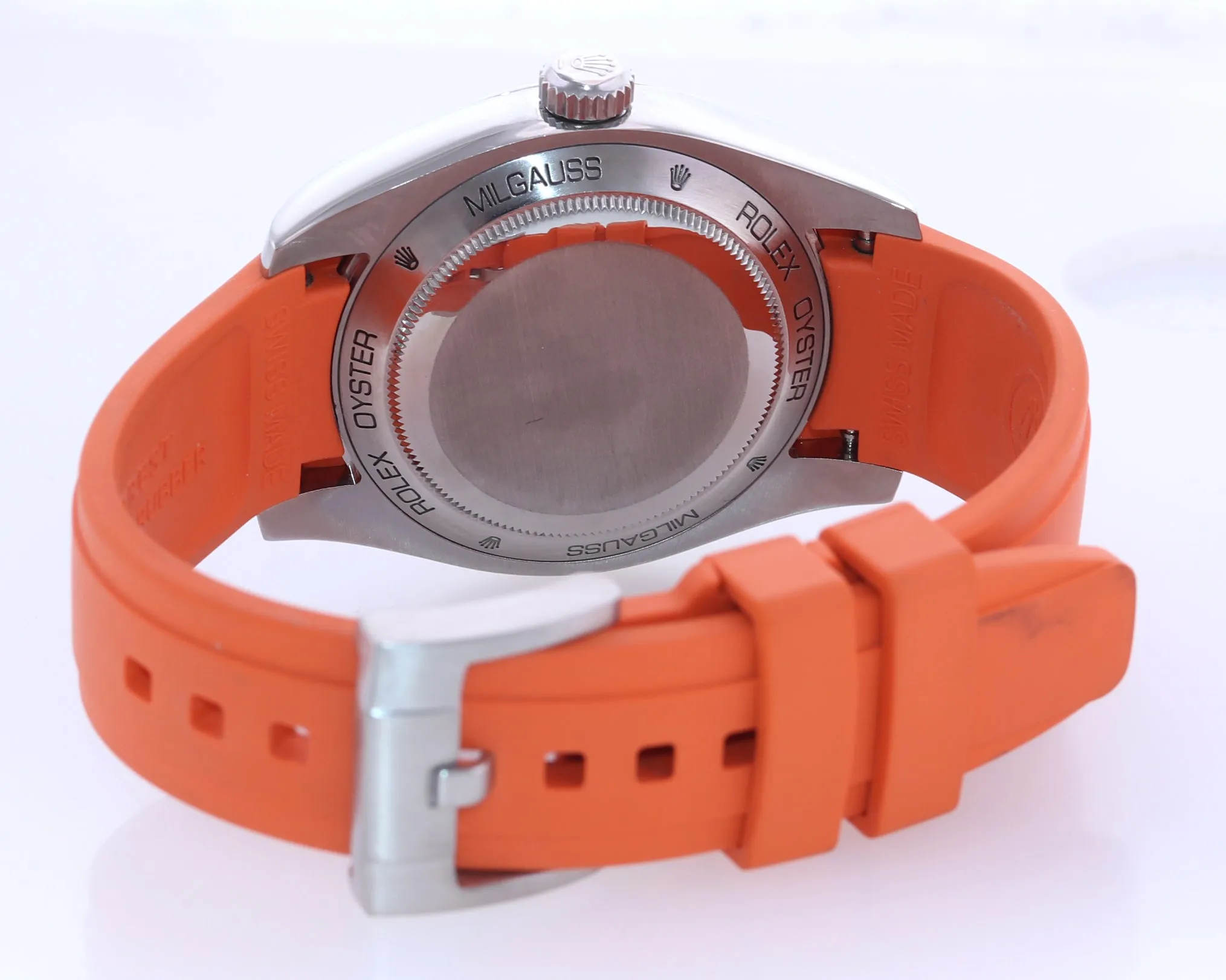 Rolex Milgauss 116400 White Orange 40mm Steel Anti-Magnetic Watch Box