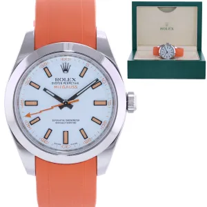 Rolex Milgauss 116400 White Orange 40mm Steel Anti-Magnetic Watch Box
