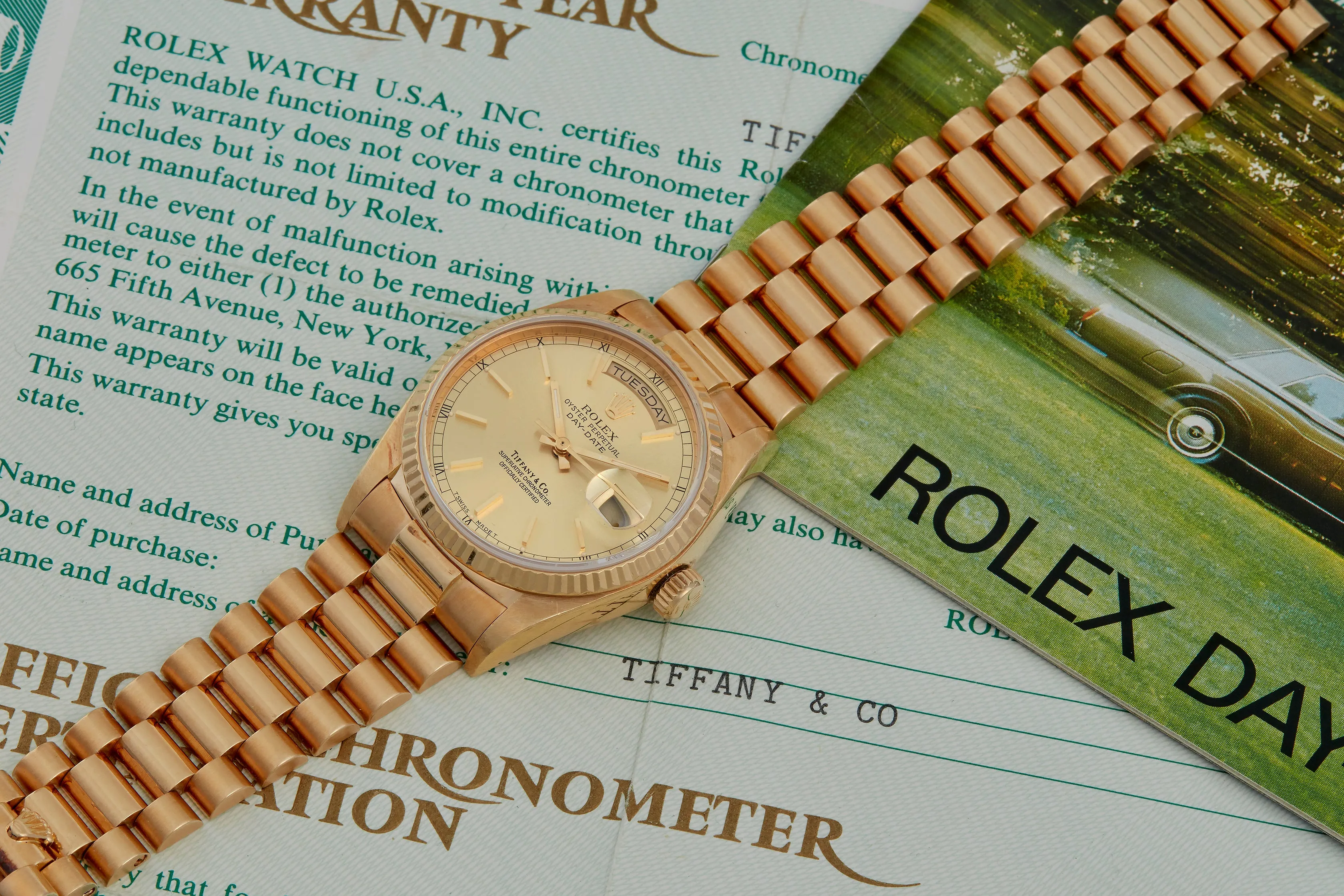 Rolex Oyster Perpetual Day Date "President" Tiffany & Co. Dial 1986
