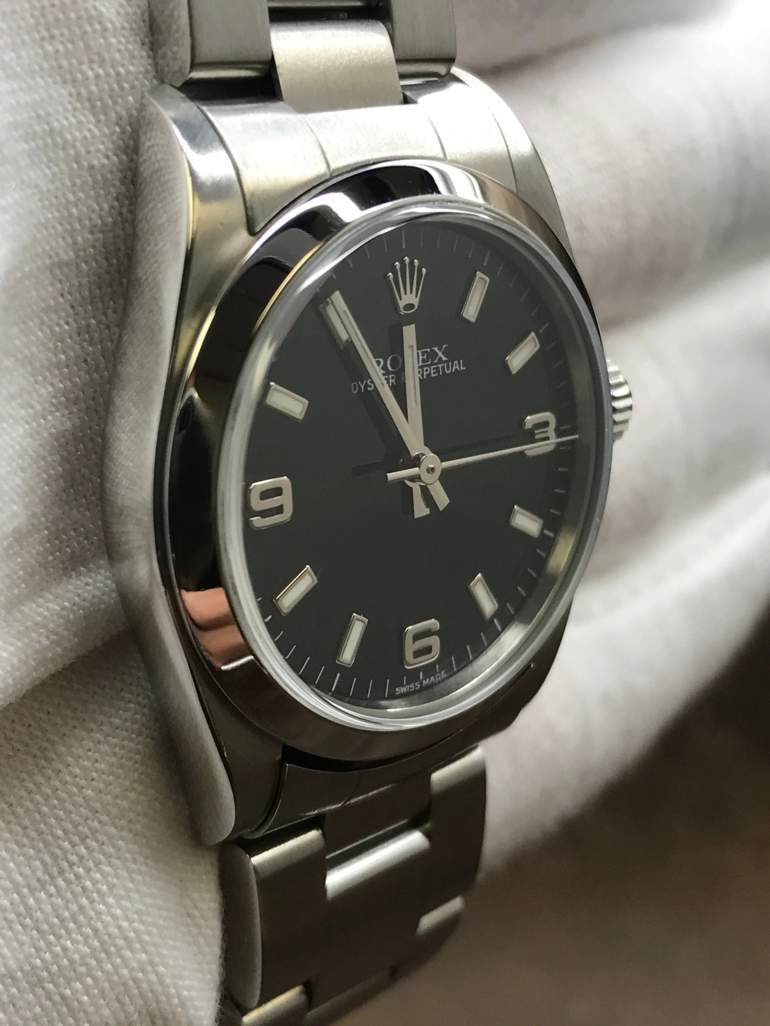 Rolex Oyster Perpetual Midsize 31mm 77080 Black Dial Automatic Women's Watch