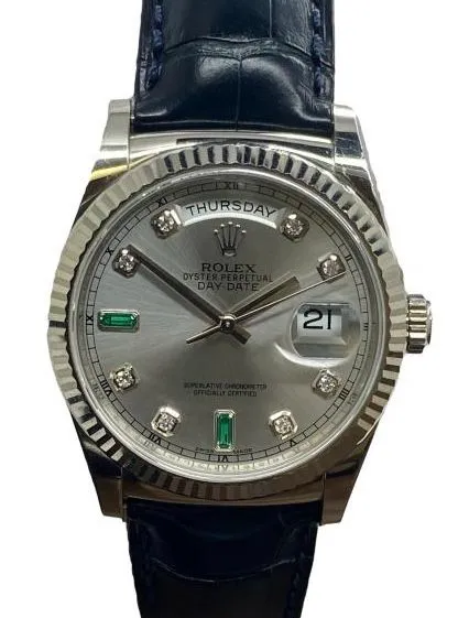 Rolex President Day Date 36mm 118139 Silver Diamond Dial Automatic Men's Watch