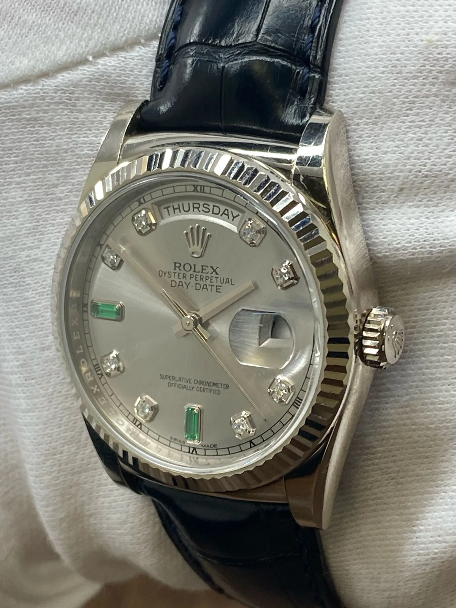 Rolex President Day Date 36mm 118139 Silver Diamond Dial Automatic Men's Watch
