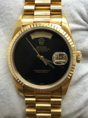 Rolex President Day Date 36mm 18238 factory Black Onyx Dial Automatic Men's Watch