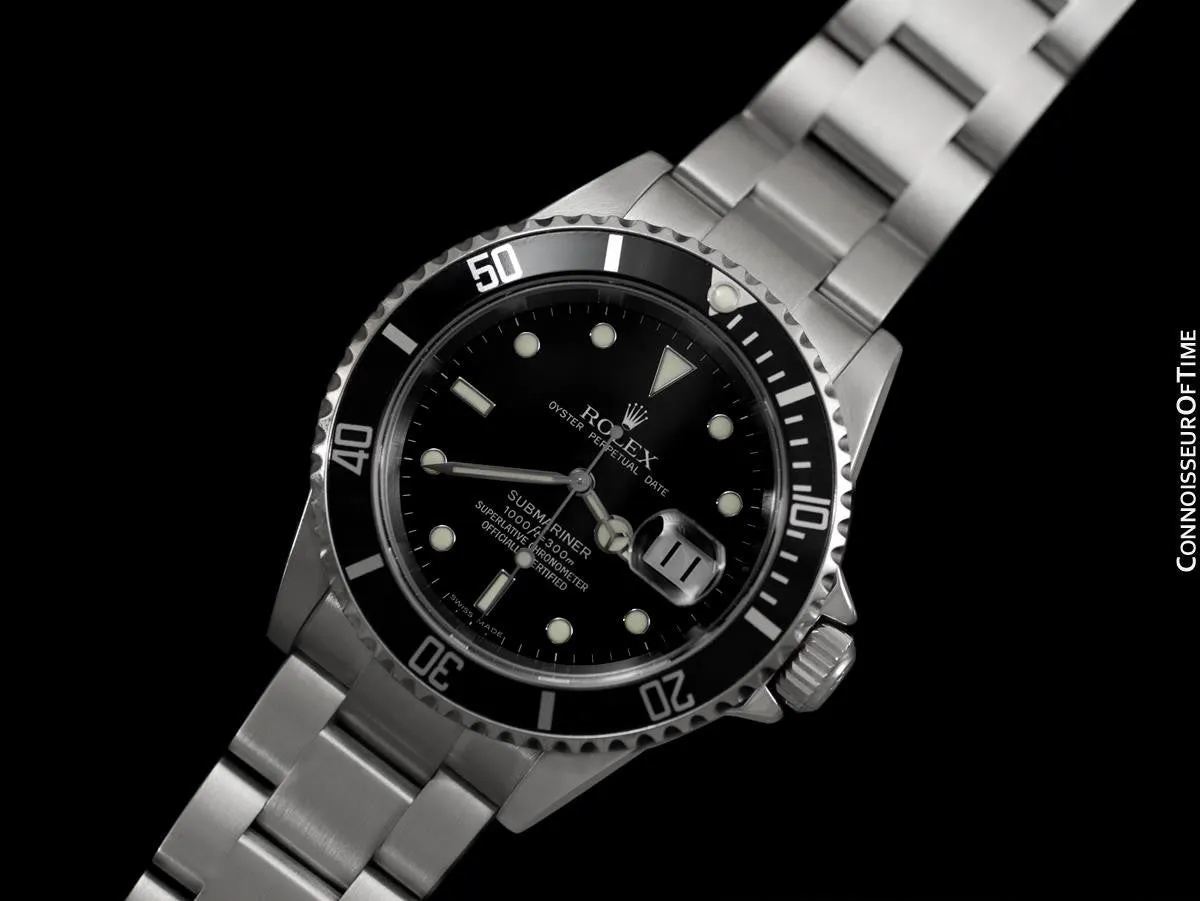 Rolex Submariner Black Sub with Date, Stainless Steel, 16610T - Boxes & Papers