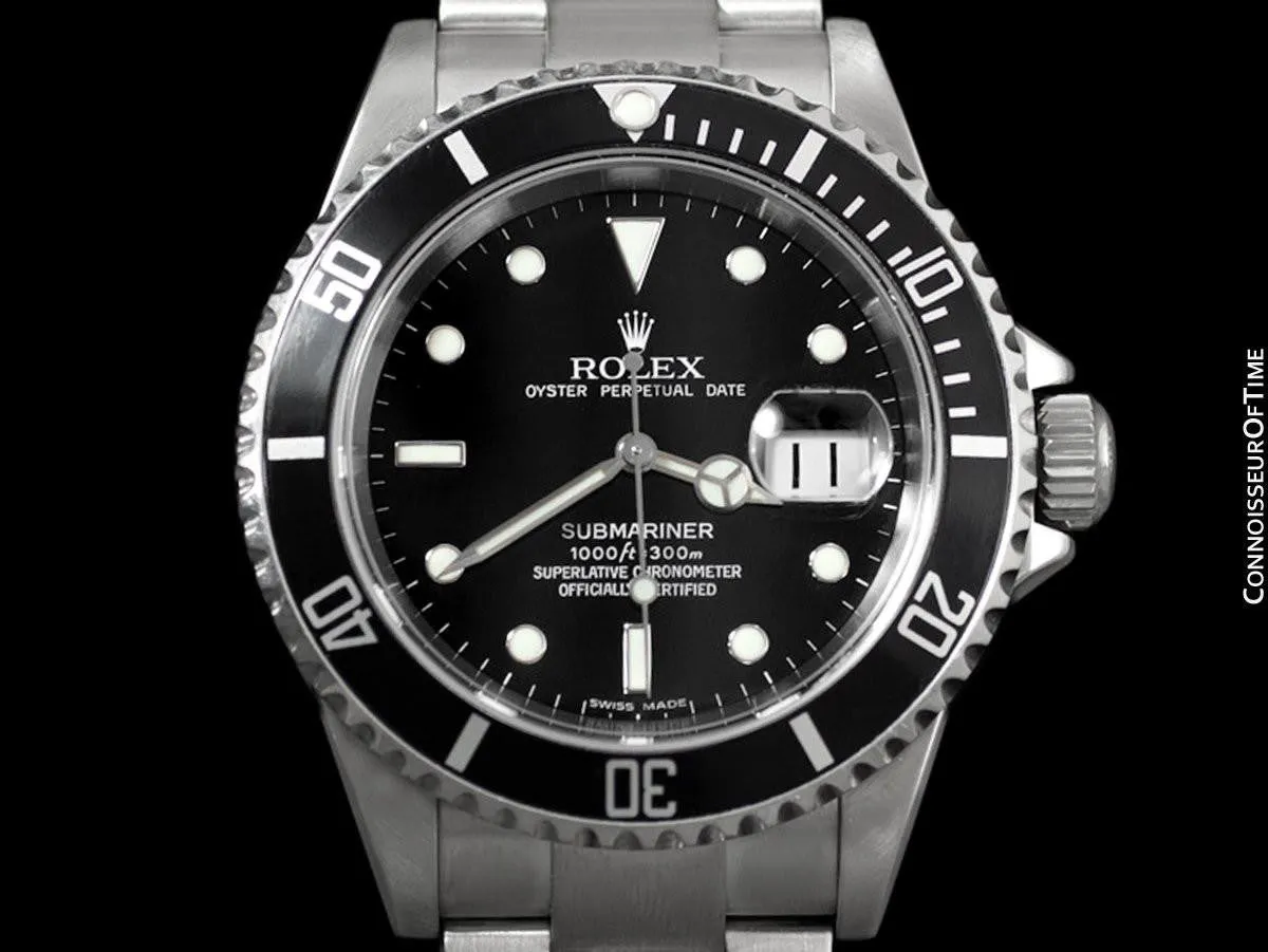Rolex Submariner Black Sub with Date, Stainless Steel, 16610T - Boxes & Papers