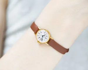 Roman numerals dial women watch micro size Seagull, gold plated lady watch jewelry vintage, watch classic lady gift new premium leather band