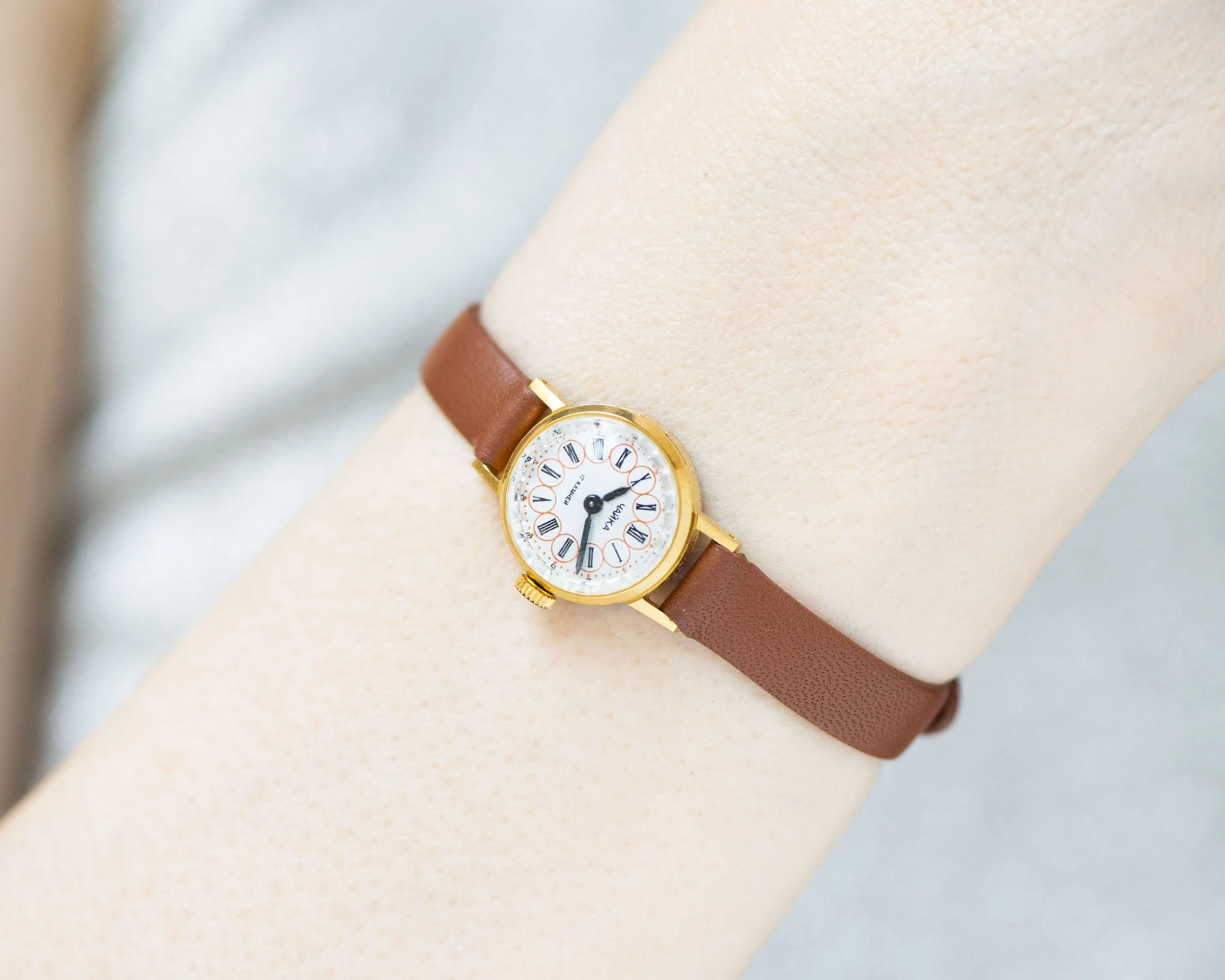 Roman numerals dial women watch micro size Seagull, gold plated lady watch jewelry vintage, watch classic lady gift new premium leather band