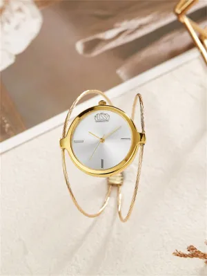 Round Pointer Quartz Watch - Gold
