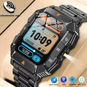 Rugged Waterproof Smartwatch with Heart Rate and Bluetooth Connectivity